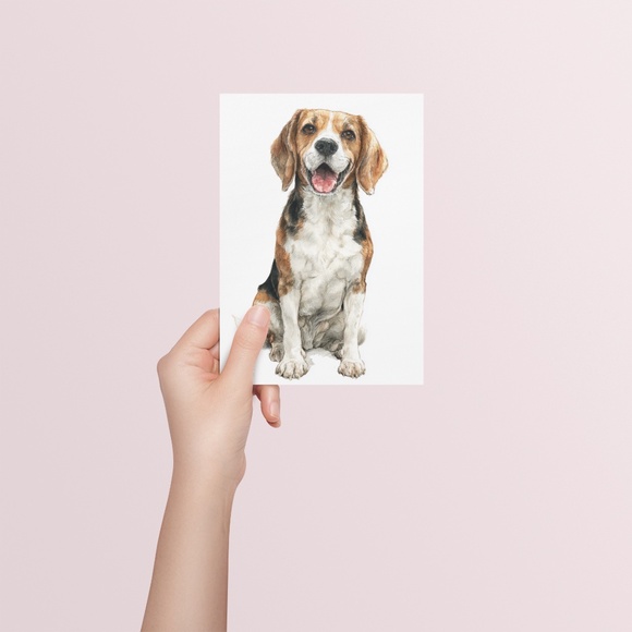 Watercolor Beagle Portrait Wall Art Print Poster, Unframed - Pet Artwork - Picture 5 of 5